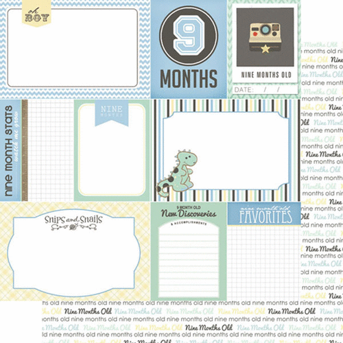 Scrapbook Customs - Baby Boy Collection - 12 x 12 Double Sided Paper - 9th Month