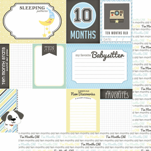 Scrapbook Customs - Baby Boy Collection - 12 x 12 Double Sided Paper - 10th Month