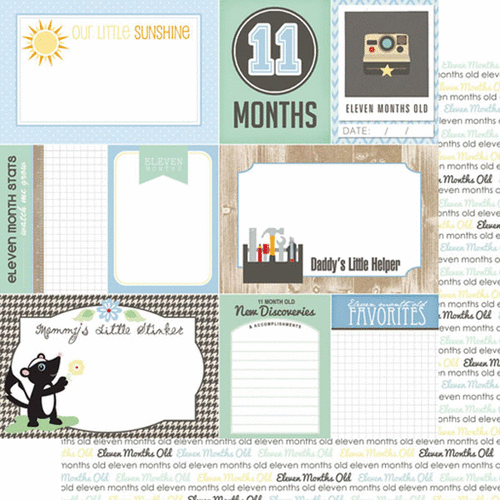 Scrapbook Customs - Baby Boy Collection - 12 x 12 Double Sided Paper - 11th Month