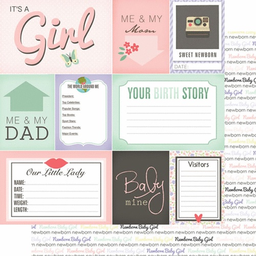 Scrapbook Customs - Baby Girl Collection - 12 x 12 Double Sided Paper - New Born