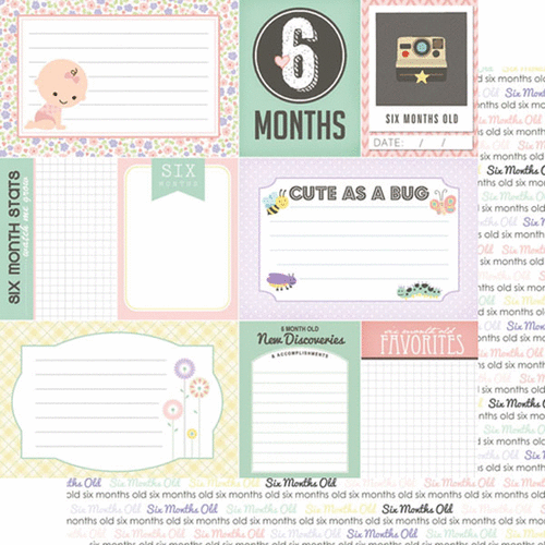 Scrapbook Customs - Baby Girl Collection - 12 x 12 Double Sided Paper - 6th Month