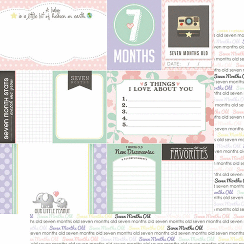 Scrapbook Customs - Baby Girl Collection - 12 x 12 Double Sided Paper - 7th Month