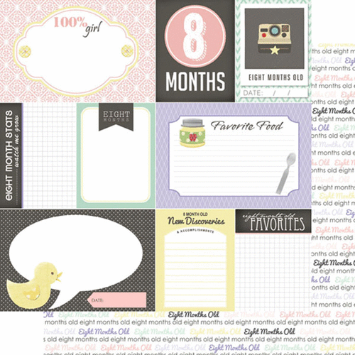 Scrapbook Customs - Baby Girl Collection - 12 x 12 Double Sided Paper - 8th Month
