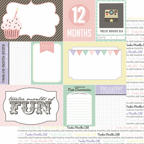 Scrapbook Customs - Baby Girl Collection - 12 x 12 Double Sided Paper - 12th Month