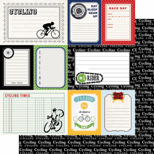 Scrapbook Customs - Sports Pride Collection - 12 x 12 Double Sided Paper - Cycling - Journal