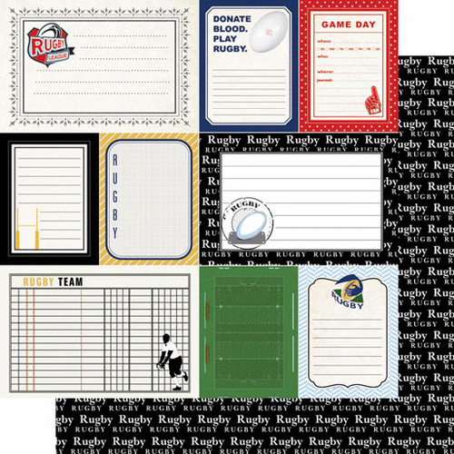 Scrapbook Customs - Sports Pride Collection - 12 x 12 Double Sided Paper - Rugby - Journal