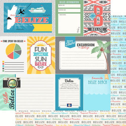 Scrapbook Customs - Tropical Excursions Collection - 12 x 12 Double Sided Paper - Belize - Journal