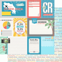 Scrapbook Customs - Tropical Excursions Collection - 12 x 12 Double Sided Paper - Costa Rica - Journal