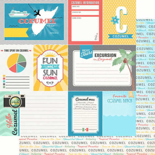 Scrapbook Customs - Tropical Excursions Collection - 12 x 12 Double Sided Paper - Cozumel - Journal