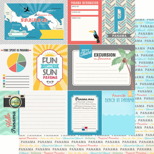Scrapbook Customs - Tropical Excursions Collection - 12 x 12 Double Sided Paper - Panama - Journal