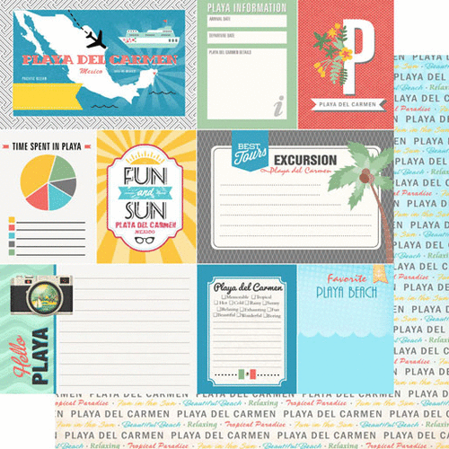 Scrapbook Customs - Tropical Excursions Collection - 12 x 12 Double Sided Paper - Playa del Carmen - Journal