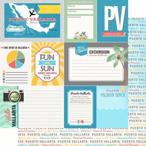 Scrapbook Customs - Tropical Excursions Collection - 12 x 12 Double Sided Paper - Puerto Vallarta - Journal