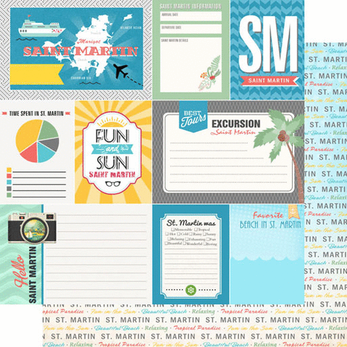 Scrapbook Customs - Tropical Excursions Collection - 12 x 12 Double Sided Paper - St Martin - Journal
