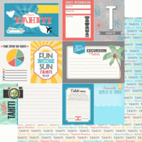 Scrapbook Customs - Tropical Excursions Collection - 12 x 12 Double Sided Paper - Tahiti - Journal