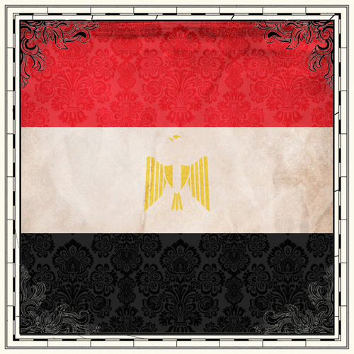 Scrapbook Customs - 12 x 12 Paper - Egypt - Sightseeing Flag