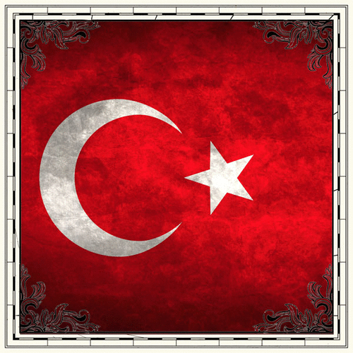 Scrapbook Customs - 12 x 12 Paper - Turkey - Sightseeing Flag