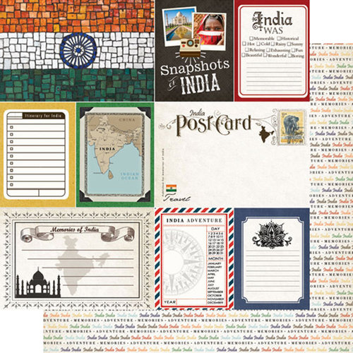 Scrapbook Customs - 12 x 12 Double Sided Paper - Journal - India