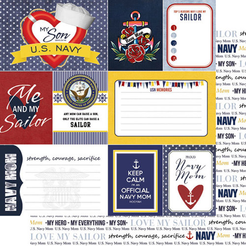 Scrapbook Customs - 12 x 12 Double Sided Paper - Journal - Navy Mom