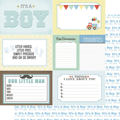 Scrapbook Customs - 12 x 12 Double Sided Paper - Journal Cards - Baby Boy