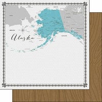 Scrapbook Customs - 12 x 12 Double Sided Paper - Alaska Memories Map