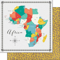 Scrapbook Customs - 12 x 12 Double Sided Paper - Africa Memories Map