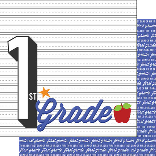 Scrapbook Customs - 12 x 12 Double Sided Paper - 1st Grade Year