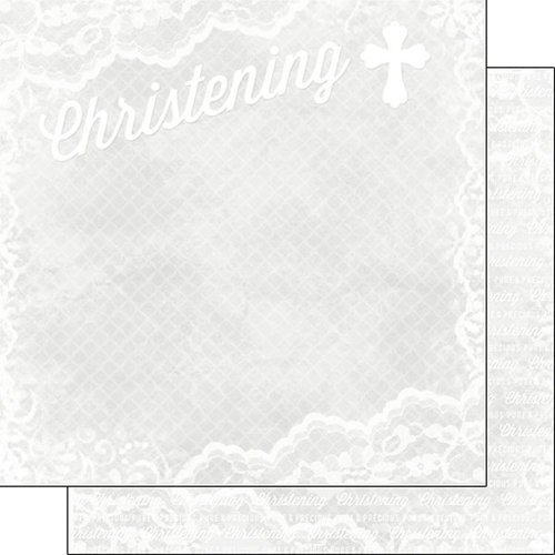 Scrapbook Customs - 12 x 12 Double Sided Paper - Christening Lace