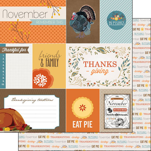 Scrapbook Customs - 12 x 12 Double Sided Paper - Thanksgiving Journal