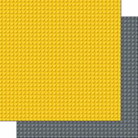 Scrapbook Customs - Building Blocks Collection - 12 x 12 Double Sided Paper - Yellow and Gray
