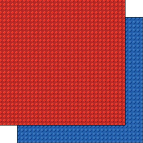 Scrapbook Customs - Building Blocks Collection - 12 x 12 Double Sided Paper - Red and Blue