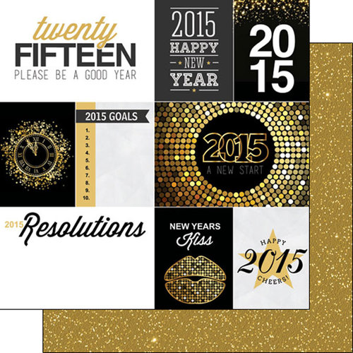 Scrapbook Customs - 12 x 12 Double Sided Paper - 2015 New Years Journal