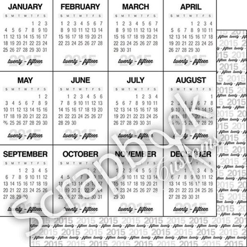 Scrapbook Customs - 12 x 12 Double Sided Paper - 2015 Calendar Journal