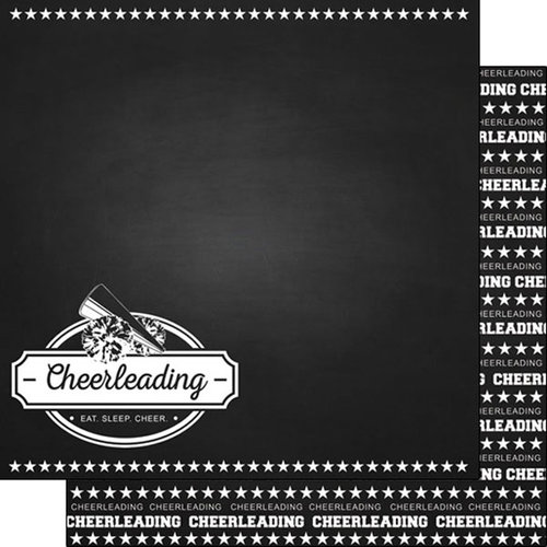 Scrapbook Customs - Sports Collection - 12 x 12 Double Sided Paper - Chalkboard Sports - Cheerleading