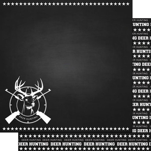Scrapbook Customs - Sports Collection - 12 x 12 Double Sided Paper - Chalkboard Sports - Deer Hunting