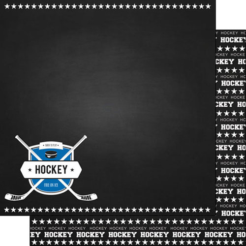 Scrapbook Customs - Sports Collection - 12 x 12 Double Sided Paper - Chalkboard Sports - Hockey