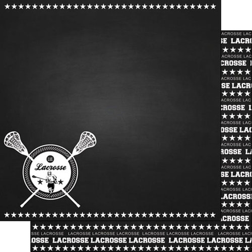 Scrapbook Customs - Sports Collection - 12 x 12 Double Sided Paper - Chalkboard Sports - Lacrosse