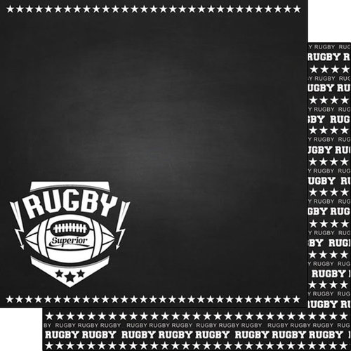 Scrapbook Customs - Sports Collection - 12 x 12 Double Sided Paper - Chalkboard Sports - Rugby