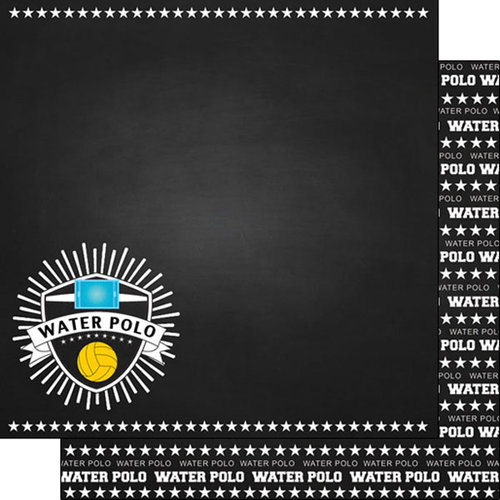 Scrapbook Customs - Sports Collection - 12 x 12 Double Sided Paper - Chalkboard Sports - Water Polo