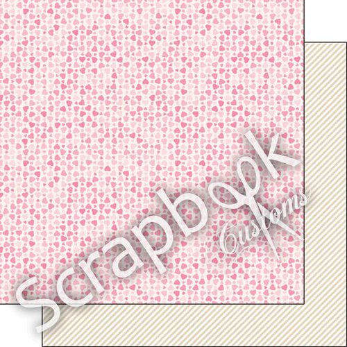 Scrapbook Customs - 12 x 12 Double Sided Paper - Pink Hearts