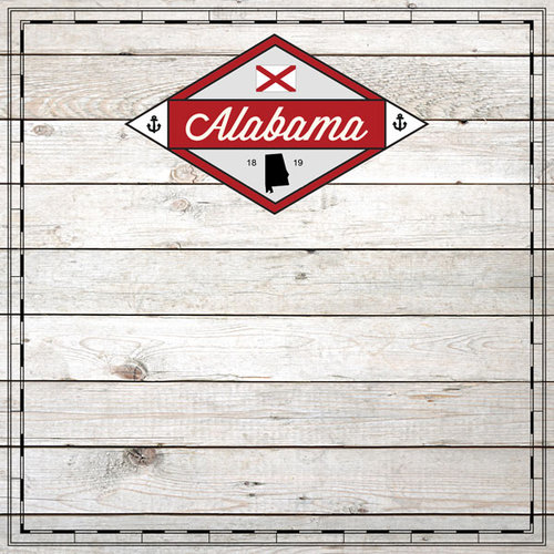 Scrapbook Customs - State Sightseeing Collection - 12 x 12 Paper - Wood - Alabama