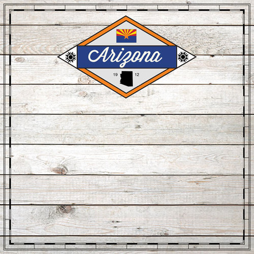 Scrapbook Customs - State Sightseeing Collection - 12 x 12 Paper - Wood - Arizona