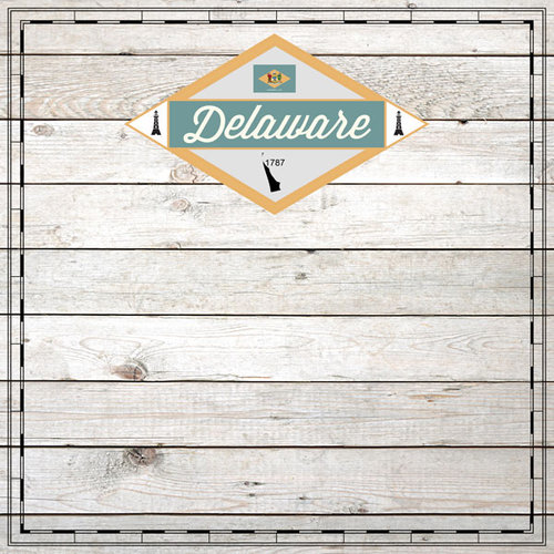Scrapbook Customs - State Sightseeing Collection - 12 x 12 Paper - Wood - Delaware