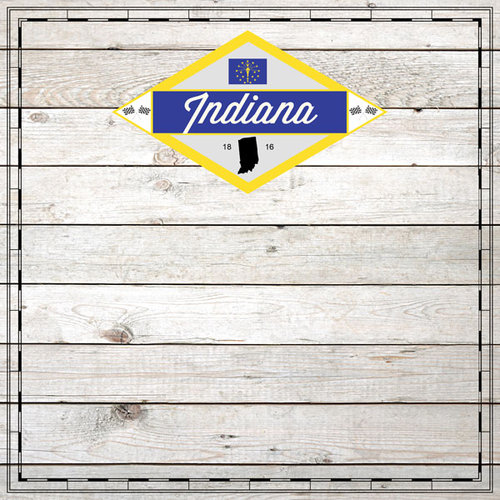 Scrapbook Customs - State Sightseeing Collection - 12 x 12 Paper - Wood - Indiana