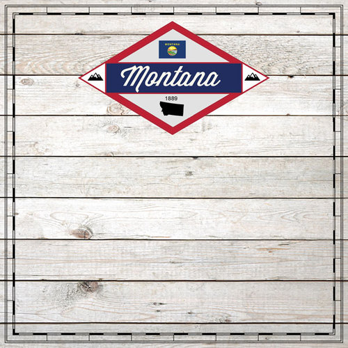 Scrapbook Customs - State Sightseeing Collection - 12 x 12 Paper - Wood - Montana