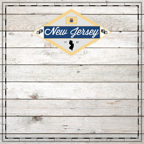 Scrapbook Customs - State Sightseeing Collection - 12 x 12 Paper - Wood - New Jersey