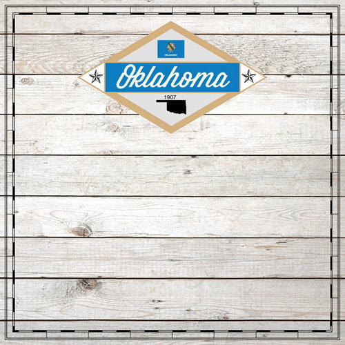 Scrapbook Customs - State Sightseeing Collection - 12 x 12 Paper - Wood - Oklahoma
