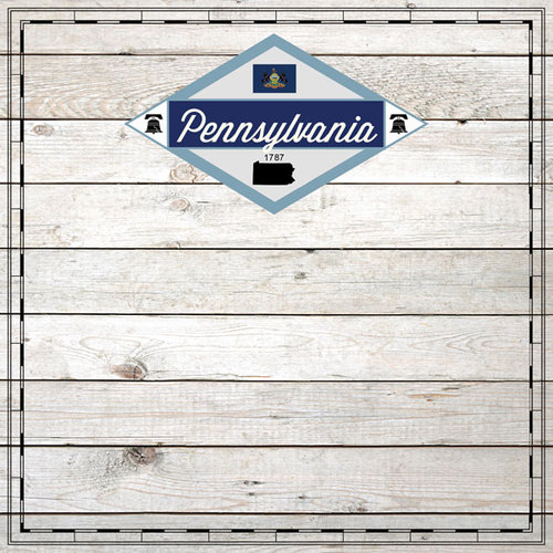 Scrapbook Customs - State Sightseeing Collection - 12 x 12 Paper - Wood - Pennsylvania