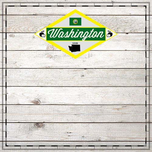 Scrapbook Customs - State Sightseeing Collection - 12 x 12 Paper - Wood - Washington