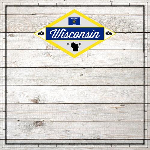 Scrapbook Customs - State Sightseeing Collection - 12 x 12 Paper - Wood - Wisconsin
