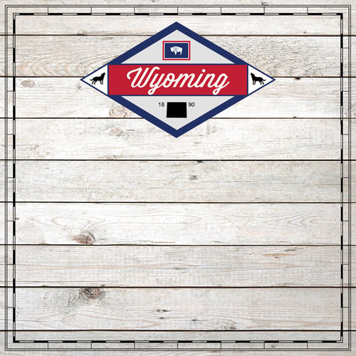 Scrapbook Customs - State Sightseeing Collection - 12 x 12 Paper - Wood - Wyoming